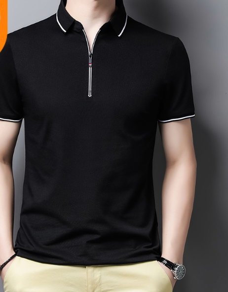 Men's Polo Shirt with Zipper/Casual T-Shirt (One Piece)