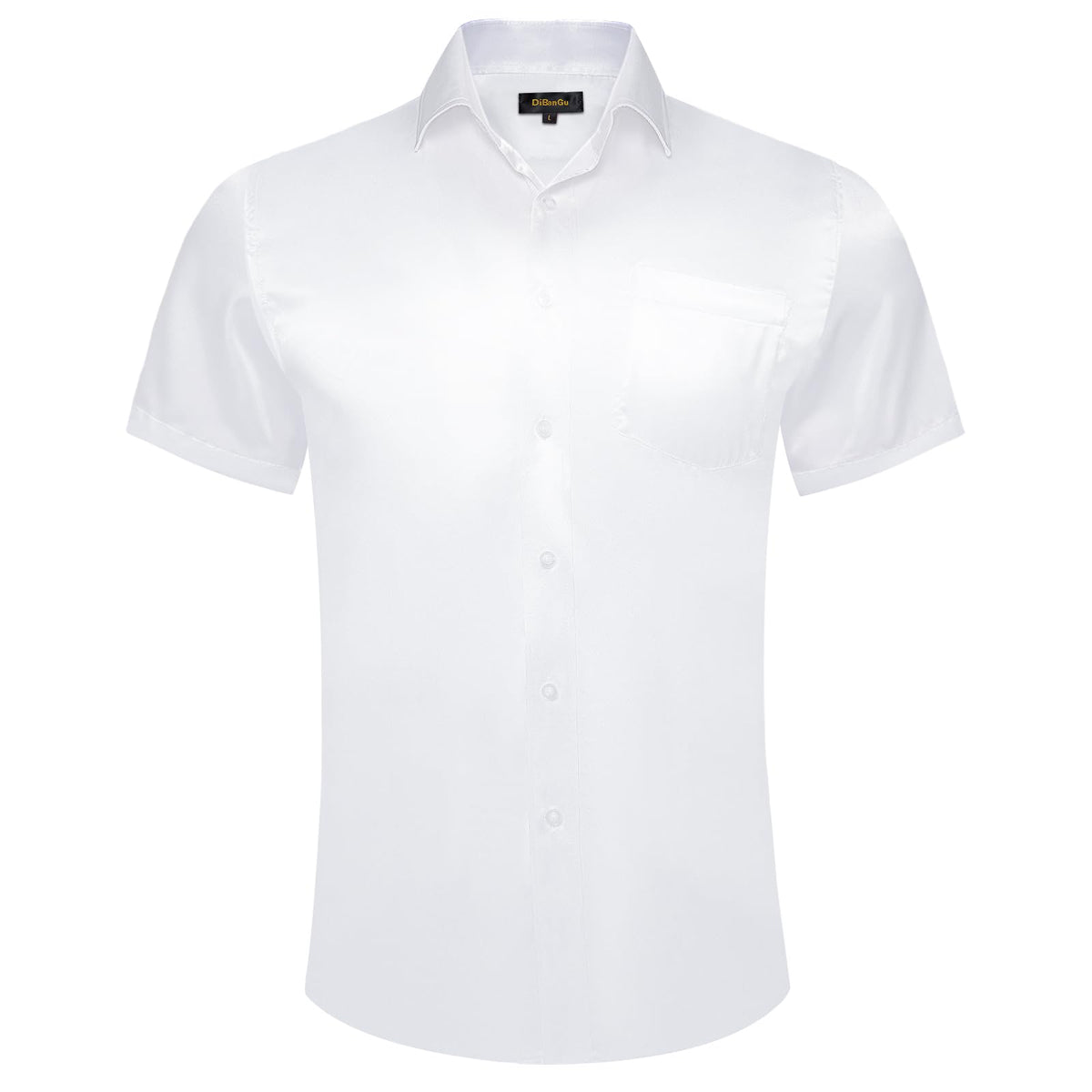 DiBanGu Mens Dress ShirtsCasual Solid Short Sleeve Shirt Regular Fit Summer Button Down Shirts with Pocket White 3X-Large