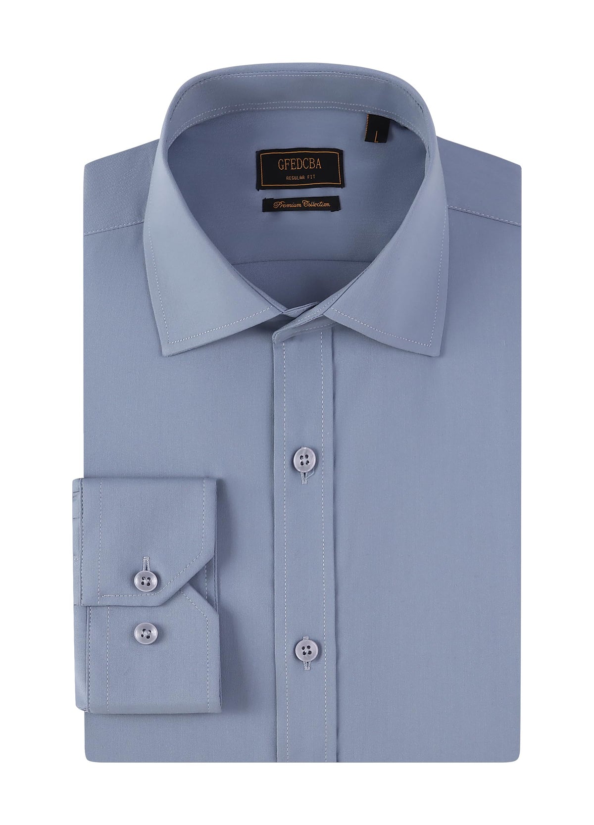 GFEDCBA Mens Dress Shirts Wrinkle-Free Long Sleeve Stretch Solid Formal Business Spread Collar Regular fit Shirt(GreyXL)