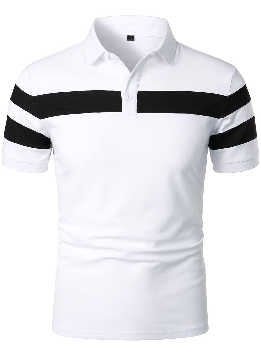 HOOD CREW Mens Short Sleeve Polo Shirts Stylish Design Summer T Shirt White XL