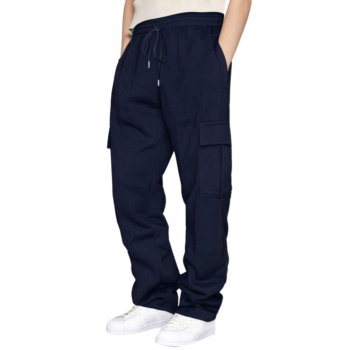 Mens Trendy Cargo Sweatpants Stretch Elastic Waist Athletic Workout Jogger Pants Drawstring Sport Trousers