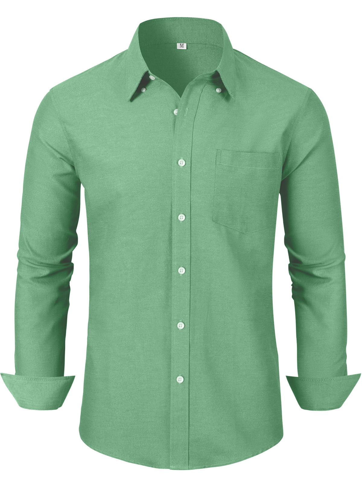 GIANZEN Mens Dark Green Shirt Shirts Long Sleeve for Men Oxford Dress Button Up Big and Tall Collared Mens Casual Down Dark Green Size M