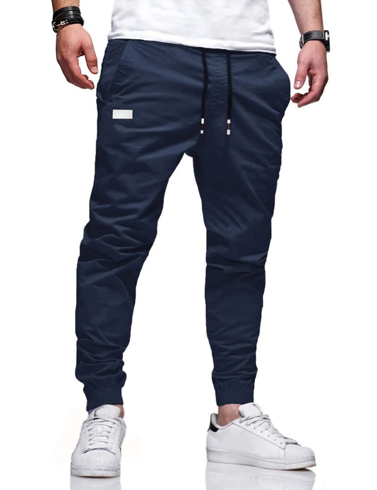 Men Joggers Chino Cargo Pants Hiking Outdoor Recreation Pants Twill Fitness Track Jogging Pants Casual Cotton Pants (as1 Alpha xx_l Regular Regular Royal Blue)