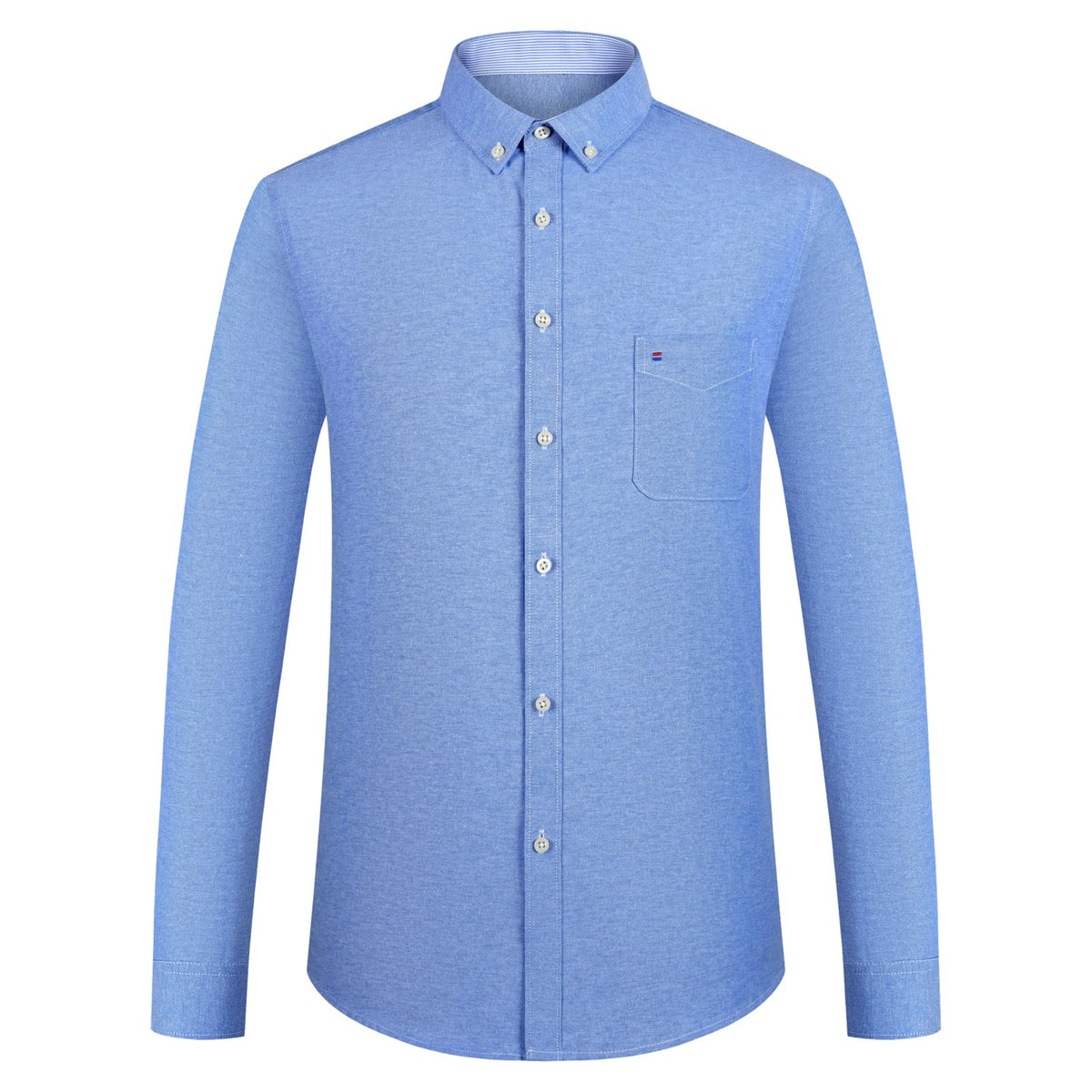 Mens Stylish Cotton Blend Casual Oxford Shirt Breathable Long Sleeve Button Down Collar Work Shirt (US Alpha X-Large Regular Regular Light Blue)
