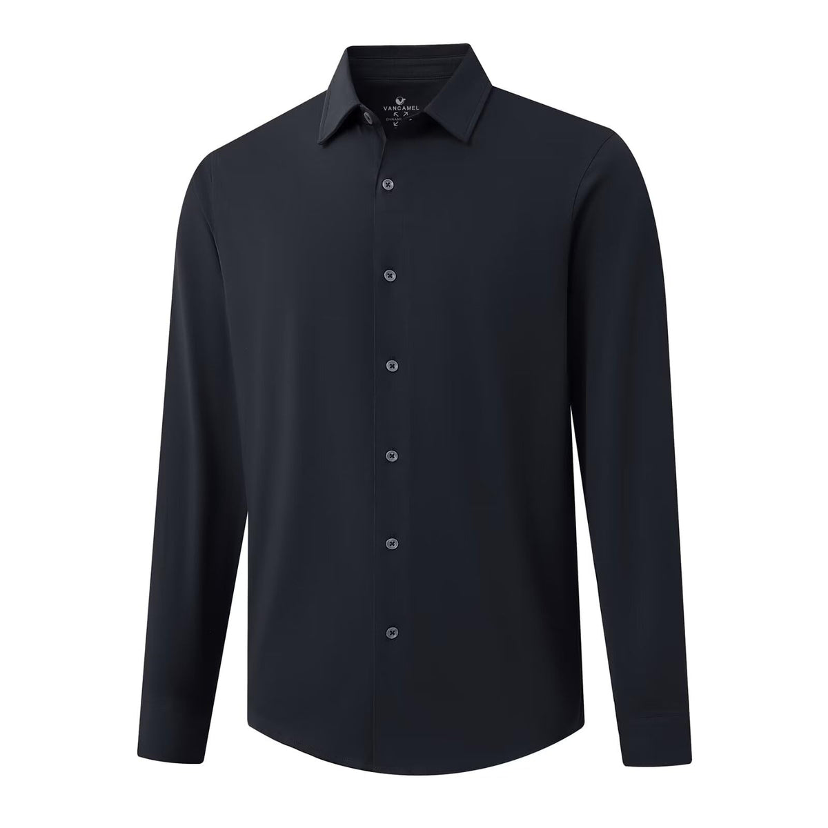 Mens Elegant Lightweight Shirts Collared Classic Plain Shirts Cream Button Down Shirt Breathable Stretch Fitted Dress Shirts for Men Dark Grey