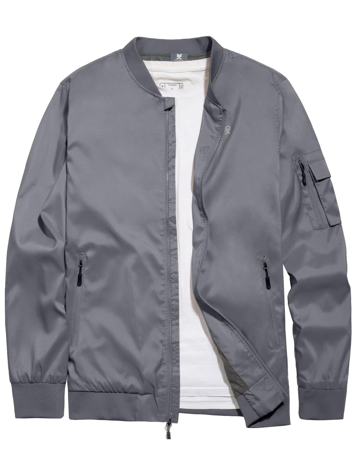 Little Donkey Andy Mens Lightweight Bomber Jacket Causal Fashion Flight Windbreaker Fall Spring Outdoor Coat Grey B XL
