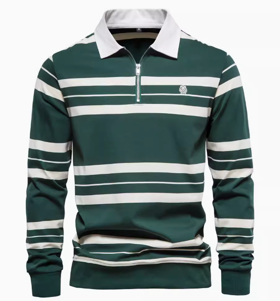 Men's Polo Shirt with Embroidery - Cotton Blend (One Piece)