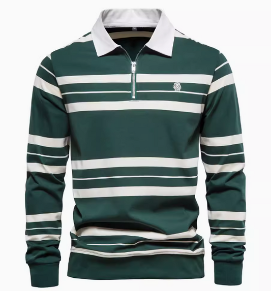 Men's Polo Shirt with Embroidery - Cotton Blend (One Piece)